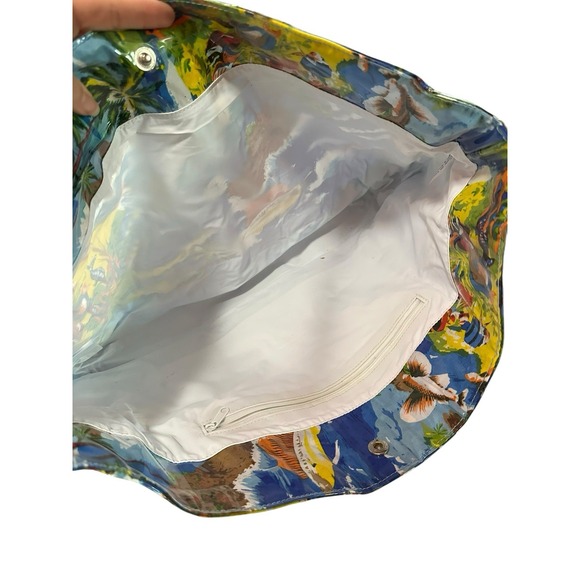 vintage beach shoulder tote bag large plastic cover water sea fish theme - Picture 4 of 5